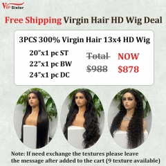 Vipsister 3PCS 13×4 HD Lace Frontal  Wig Deal Free Shipping