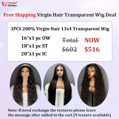 Vipsister 3PCS 13×4 Transparent Lace Frontal  Wig Deal Free Shipping