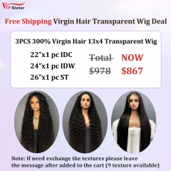 Vipsister 3PCS 13×4 Transparent Lace Frontal  Wig Deal Free Shipping