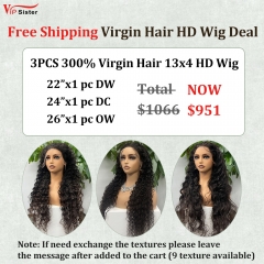 Vipsister 3PCS 13×4 HD Lace Frontal  Wig Deal Free Shipping