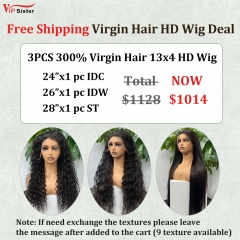 Vipsister 3PCS 13×4 HD Lace Frontal  Wig Deal Free Shipping