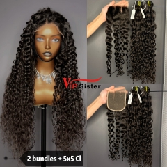 Brazilian 100% Full Cuticle Raw Human Hair Italian curly 5x5 Closure Wig