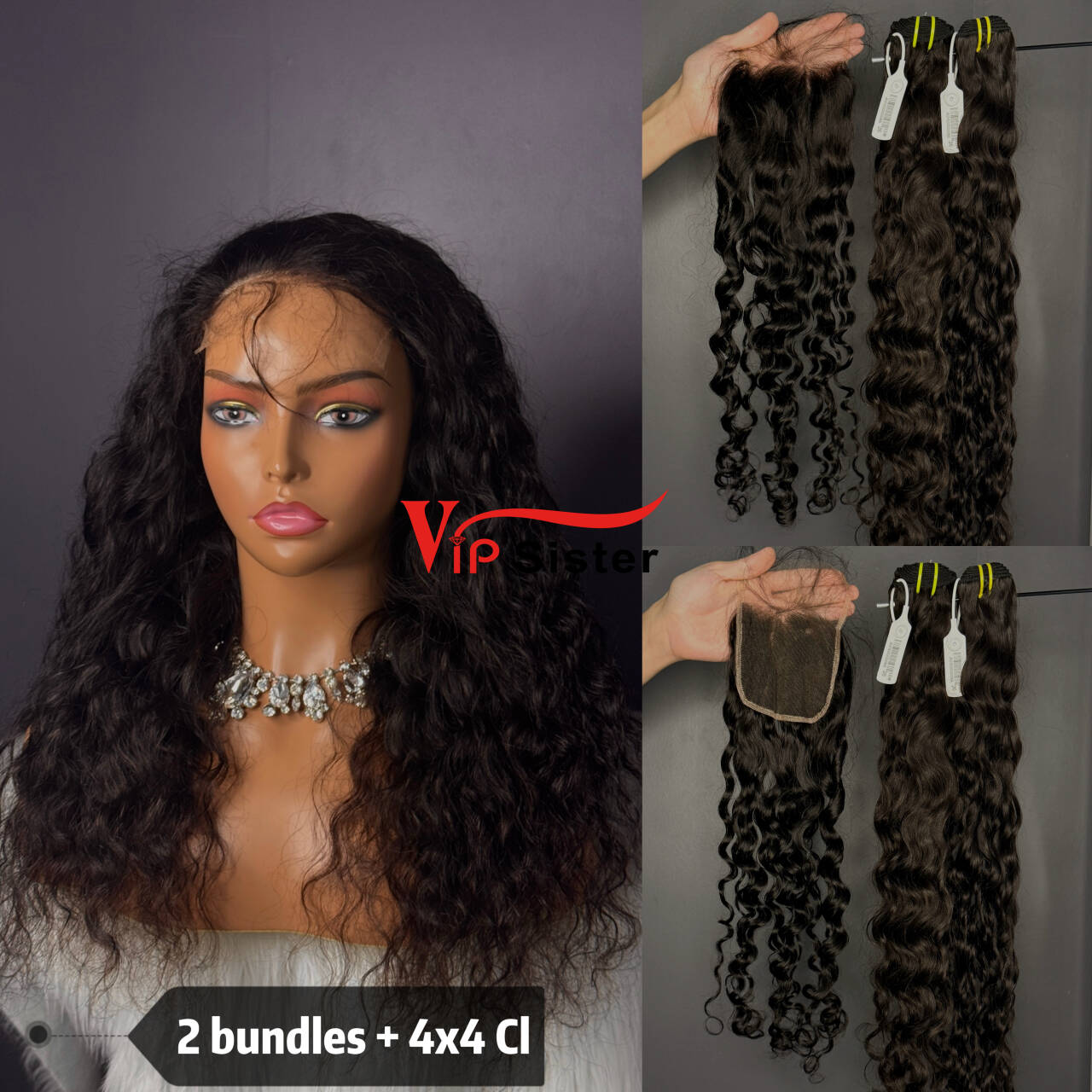 Brazilian 100% Full Cuticle Raw Human Hair Indian wavy 4x4 Closure Wig