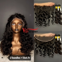 Brazilian 100% Full Cuticle Raw Human Hair Ocean wave 13x4 Frontal Wig