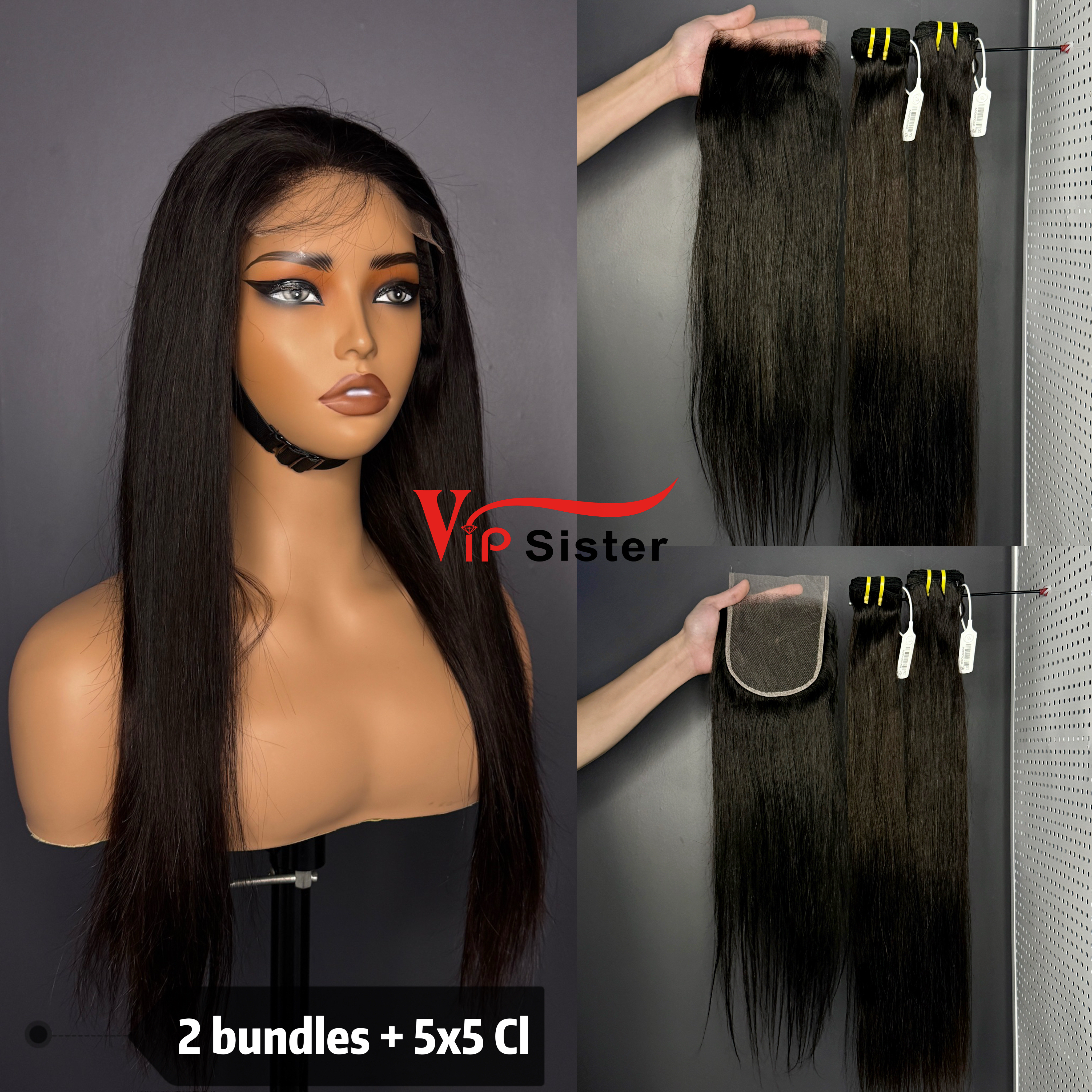 Brazilian 100% Full Cuticle Raw Human Hair Straight 5x5 Closure Wig