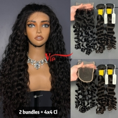 Brazilian 100% Full Cuticle Raw Human Hair Deep wave 4x4 Closure Wig
