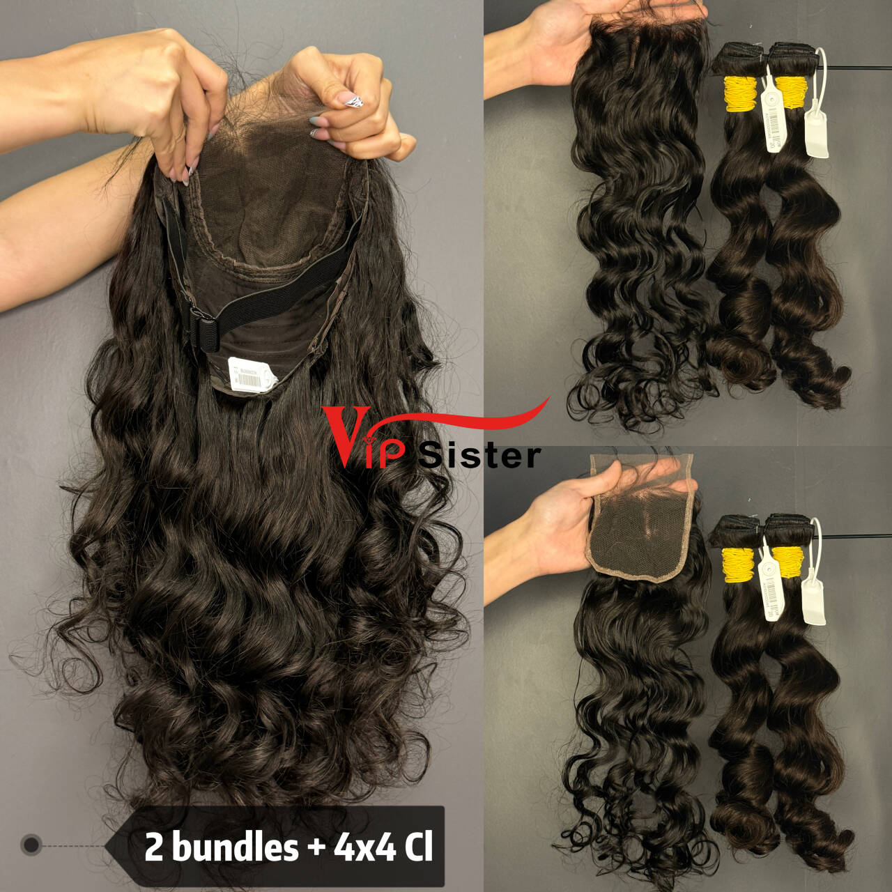 Brazilian 100% Full Cuticle Raw Human Hair Ocean wave 4x4 Closure Wig