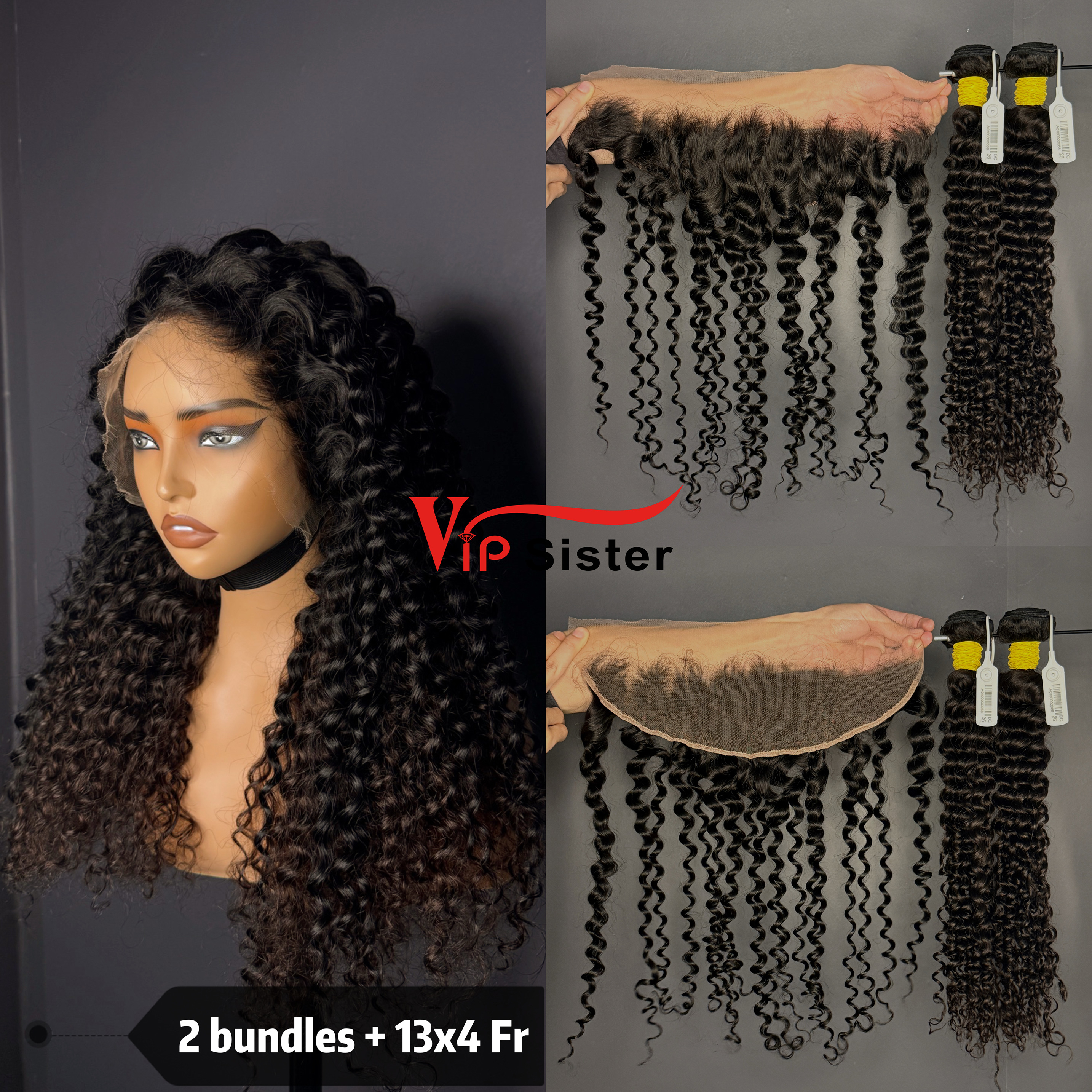Brazilian 100% Full Cuticle Raw Human Hair Deep curly 13x4 Frontal Wig
