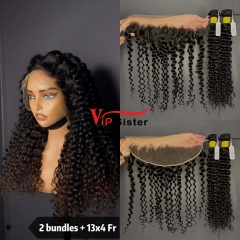Brazilian 100% Full Cuticle Raw Human Hair Deep curly 13x4 Frontal Wig