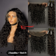 Brazilian 100% Full Cuticle Raw Human Hair Indian wavy 13x4 Frontal Wig