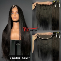 Brazilian 100% Full Cuticle Raw Human Hair Straight 13x4 HD Lace Wig