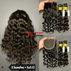 Brazilian 100% Full Cuticle Raw Human Hair Loose wave 5x5 Closure Wig