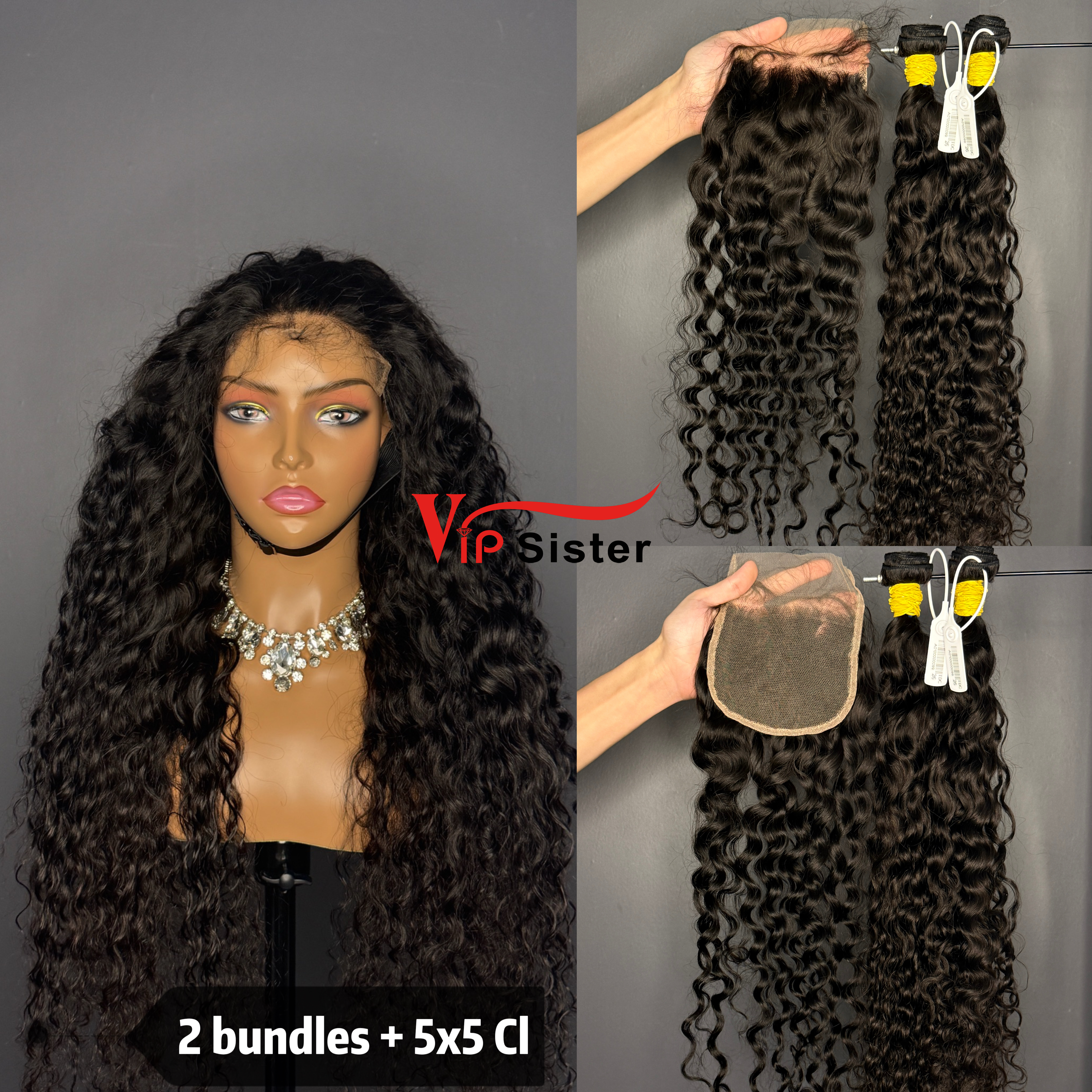 Brazilian 100% Full Cuticle Raw Human Hair Indian curly 5x5 Closure Wig