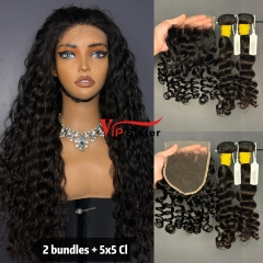 Brazilian 100% Full Cuticle Raw Human Hair Deep wave 5x5 Closure Wig