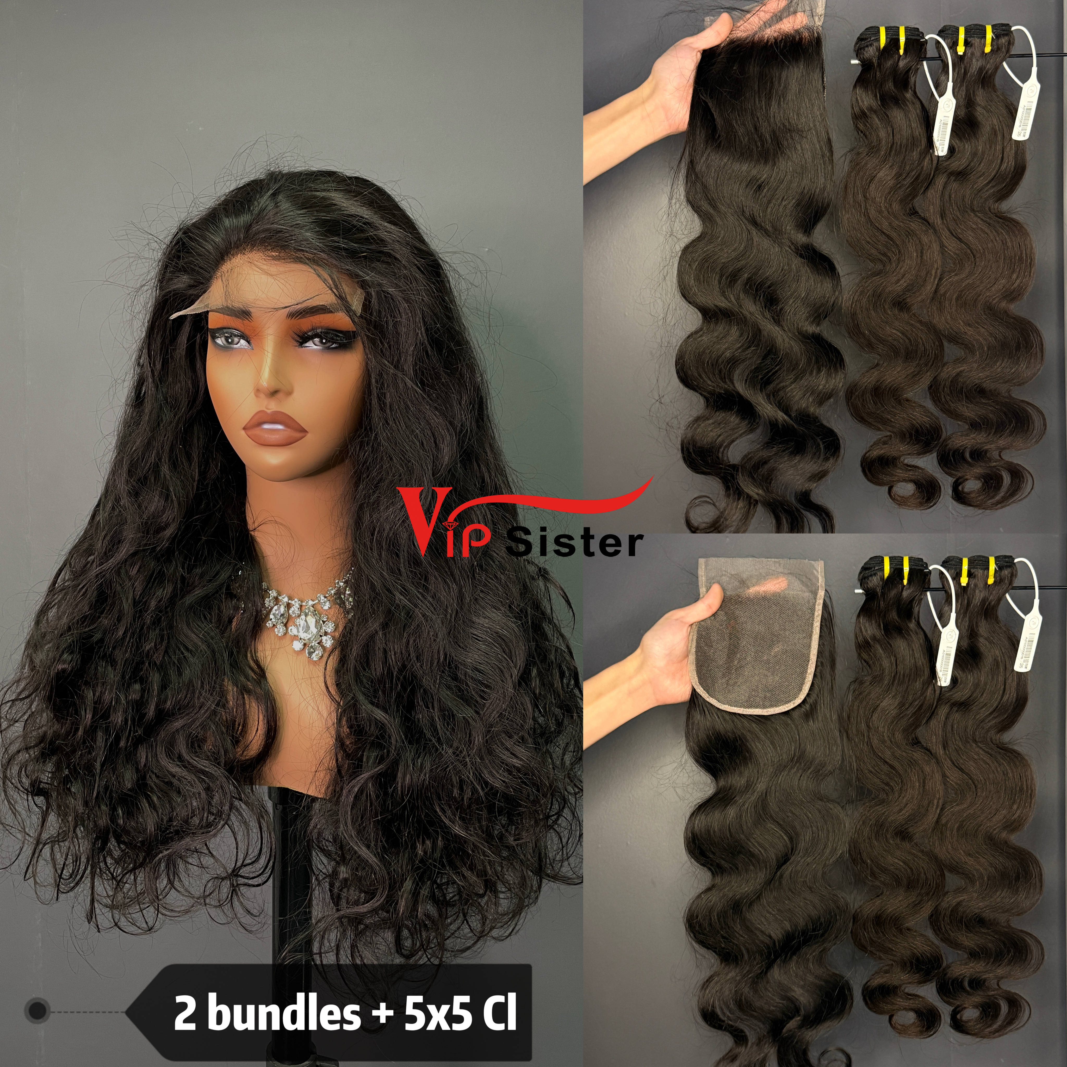 #1b Brazilian Raw Human Hair Transparent 5x5 Closure Wig Body Wave