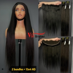 Brazilian 100% Full Cuticle Raw Human Hair Straight 13x4 HD Lace Wig