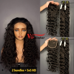 Brazilian 100% Full Cuticle Raw Human Hair Indian wavy 5x5 HD Lace Wig