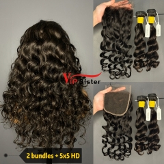 Brazilian 100% Full Cuticle Raw Human Hair Loose wave 5x5 HD Lace Wig