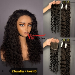 Brazilian 100% Full Cuticle Raw Human Hair Indian wavy 4x4 HD Lace Wig