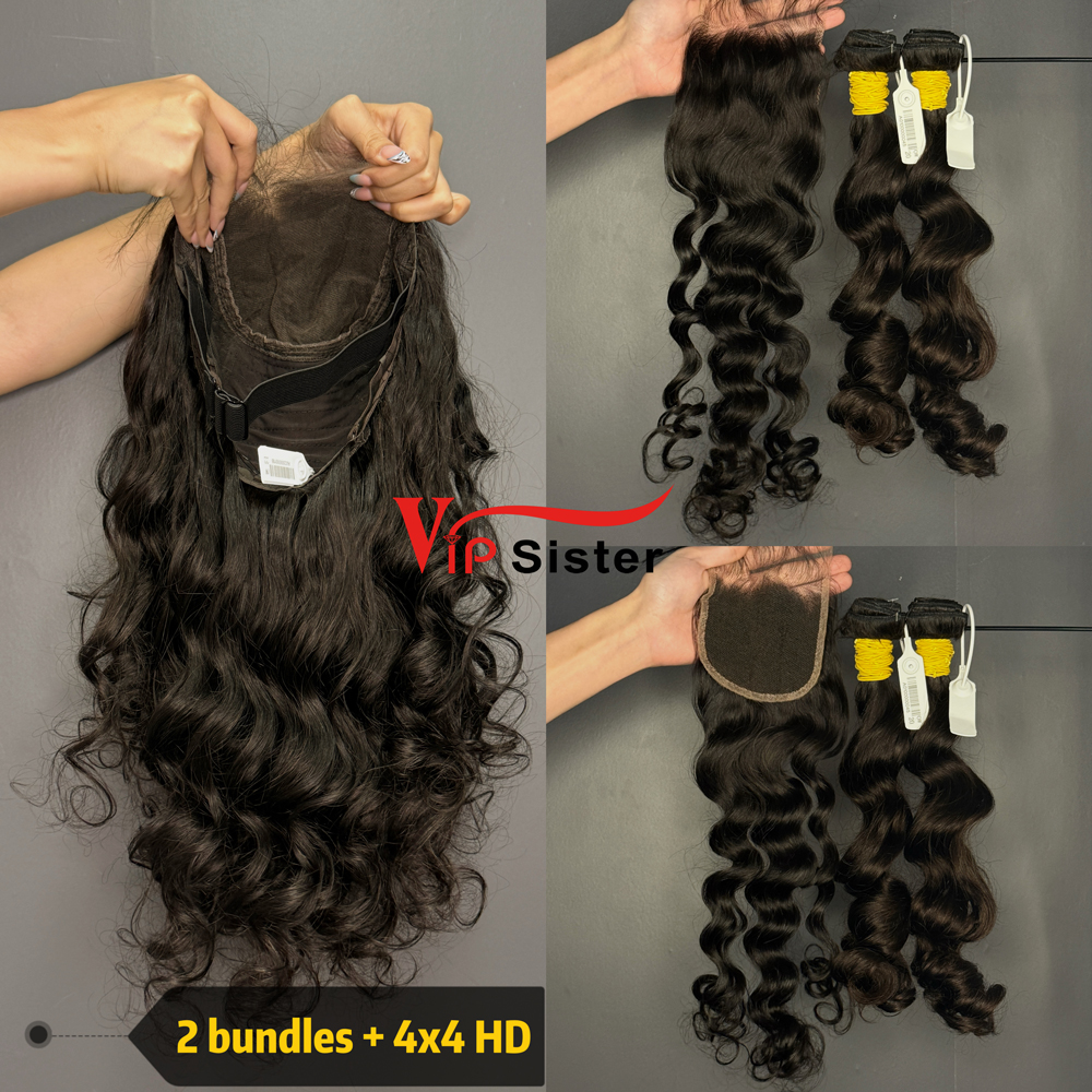 Brazilian 100% Full Cuticle Raw Human Hair Ocean wave 4x4 HD Lace Wig