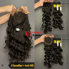 Brazilian 100% Full Cuticle Raw Human Hair Ocean wave 4x4 HD Lace Wig