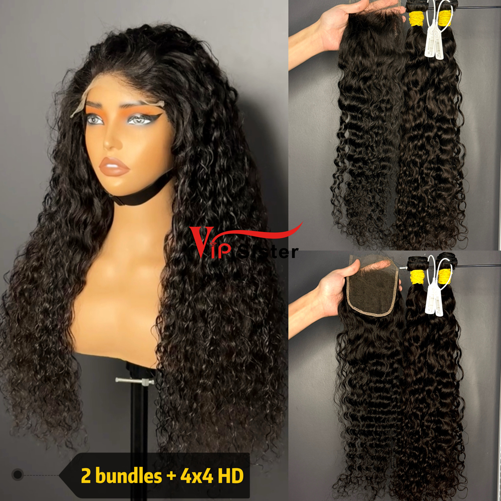 Brazilian 100% Full Cuticle Raw Human Hair Indian curly 4x4 HD Lace Wig