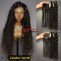 Brazilian 100% Full Cuticle Raw Human Hair Italian curly 4x4 HD Lace Wig