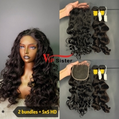 Brazilian 100% Full Cuticle Raw Human Hair Ocean wave 5x5 HD Lace Wig