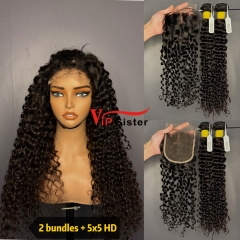 Brazilian 100% Full Cuticle Raw Human Hair Deep curly 5x5 HD Lace Wig