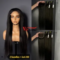 Brazilian 100% Full Cuticle Raw Human Hair Straight 4x4 HD Lace Wig