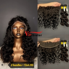 Brazilian 100% Full Cuticle Raw Human Hair Ocean wave 13x4 HD Lace Wig