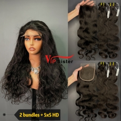 Brazilian 100% Full Cuticle Raw Human Hair Body wave 5x5 HD Lace Wig