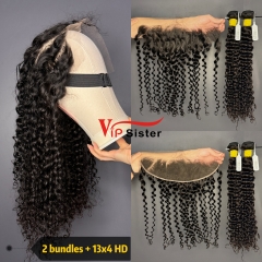 Brazilian 100% Full Cuticle Raw Human Hair Deep curly 13x4 HD Lace Wig