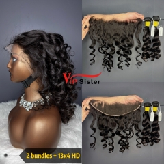 Brazilian 100% Full Cuticle Raw Human Hair Loose wave 13x4 HD Lace Wig