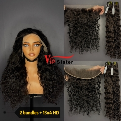 Brazilian 100% Full Cuticle Raw Human Hair Indian wavy 13x4 Frontal Wig