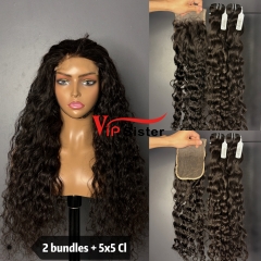 Brazilian 100% Full Cuticle Top Virgin Human Hair Indian wavy 5x5 Closure Wig