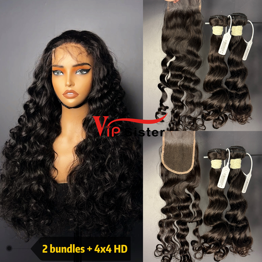 Brazilian 100% Full Cuticle Top Virgin Human Hair Ocean wave 4x4 HD Lace Wig