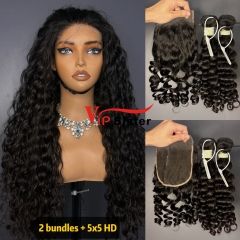 Brazilian 100% Full Cuticle Top Virgin Human Hair Deep wave 5x5 HD Lace Wig