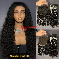 Brazilian 100% Full Cuticle Top Virgin Human Hair Deep wave 5x5 HD Lace Wig