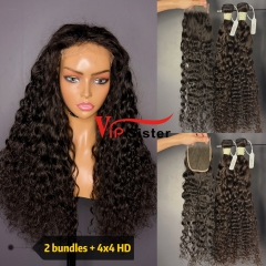 Brazilian 100% Full Cuticle Top Virgin Human Hair Indian curly 4x4 HD Lace Wig