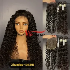 Brazilian 100% Full Cuticle Top Virgin Human Hair Deep curly 5x5 HD Lace Wig