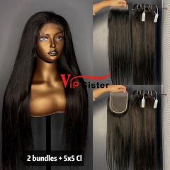 Brazilian 100% Full Cuticle Top Virgin Human Hair Straight 5x5 Closure Wig