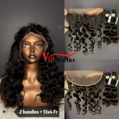 Brazilian 100% Full Cuticle Top Virgin Human Hair Ocean wave 13x4 Frontal Wig