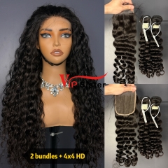 Brazilian 100% Full Cuticle Top Virgin Human Hair Deep wave 4x4 HD Lace Wig