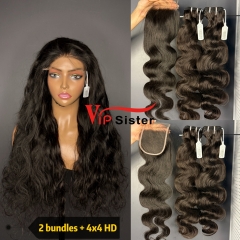 Brazilian 100% Full Cuticle Top Virgin Human Hair Body wave 4x4 HD Lace Wig