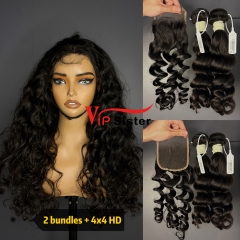 Brazilian 100% Full Cuticle Top Virgin Human Hair Loose wave 4x4 HD Lace Wig
