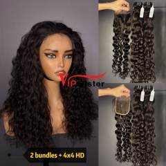 Brazilian 100% Full Cuticle Top Virgin Human Hair Indian wavy 4x4 HD Lace Wig
