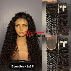 Brazilian 100% Full Cuticle Top Virgin Human Hair Deep curly 5x5 Closure Wig