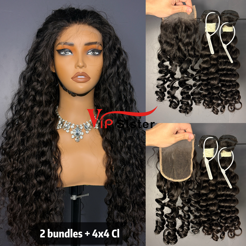 Brazilian 100% Full Cuticle Top Virgin Human Hair Deep wave 4x4 Closure Wig