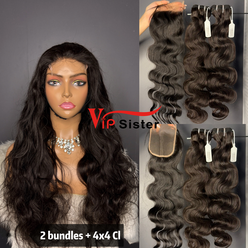 613# Eurpean 100% Top Virgin Human Hair Body wave 4x4 Closure Wig